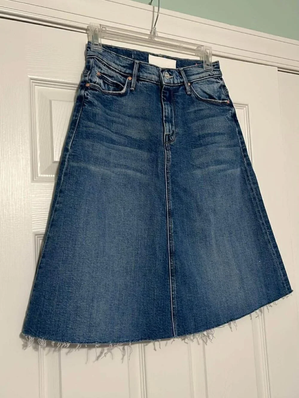 Mother Women's The Circle Midi Fray Skirt Size 25 in Dream Team Color - Picture 8 of 8